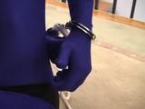 Blue Lycra catsuit