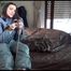 Jill ties, gagges and hoodes herself on a bed wearing supersexy grey shiny nylon downwear (Video)