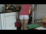 MONE wearing a hot white shiny nylon shorts and a T-shirt at home during her clock-off (Video)