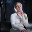 Smoking strong cork cigarette in the studio