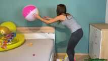 popping water balls with fingernails tearing and high heels