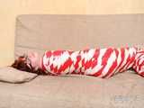 [From archive] Stella - wrapped in red and white duct tape 2