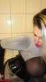 Jerking off in hot, wet Nylon