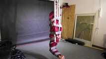 Myxxxy bound and gagged in shiny nylon Rainwear