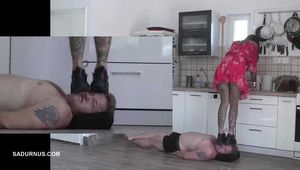 The slave under Mistress Cleo's boots