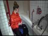 Get 2 Videos with Sandra enjoying a bath in her Shiny Nylon Downwear from our 2016 Archive