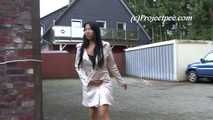068016 Naughty Ling Takes A Long Arcing Pee From The Office Steps