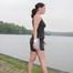 Enni outdoor wearing a sexy black shiny nylon shorts and a black top (Pics)