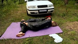 Dana & La Pulya - Hitchhiker's peril. La pulya is wrapped and hogtaped by Dana, then Dana joins to her captive (video) 