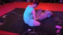 Bondage Superstars in a Public Hogtie Challenge