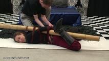 playing with the bamboo pole