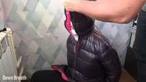 Plastic Bag breathplay in shiny Duvetica coat