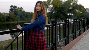 Lovely girl Irina enjoying a nice weather and a 120mm cigarette