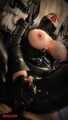 Rubber tail milking by the strict hooded dominatrix