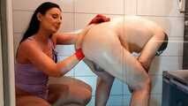 Deep into the asshole in the shower