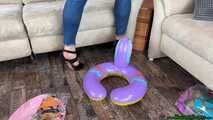 trying to sit2pop and using the heels to destroy beach balls