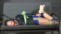 Rachel Adams Scarfbound and gagged in shiny Shorts. A custom Videos appetizer for a special customer.