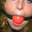 SEXY GO-GO DANCER BRANDI BALL-TIED, WRAP TAPE GAGGED, BALL-GAGGED & HOG-TIED (D43-7)