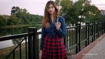 Lovely girl Irina enjoying a nice weather and a 120mm cigarette