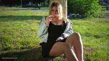 Nastya is smoking in the park