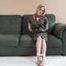 1061 Violet in Green Dress Barefoot Tied on the sofa