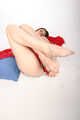 Striptease in my shiny silver skirt and red see-through scarf