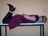 Tied up in a bordeaux dress 