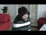 Get 2 Videos with Dani bound and gagged in shiny nylon Downwear from 2008.