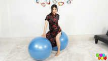 773 Yuli practices on the exercise ball.