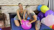 Olivia & Mia - two sexy girls pops your balloons by nail2pop, sit2pop, bite2pop, stomping and one b2p