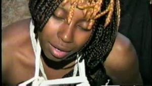 21 Yr OLD BLACK COLLEGE STUDENT GETS MOUTH STUFFED, CLEAVE GAGGED, HIGH HEELS, BAREFOOT, BALL-TIED, TAPE GAGGED & HOG-TIED WEARING PINK & BLACK LINGERIE (D62-11)