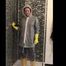 Lady Nadja in AGU rainwear and transparent raingear under the shower