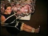 24 YR OLD LATINA HOUSEWIFE MOUTH STUFFED, WRAP TAPE GAGGED, BAREFOOT & TOE TIED (D61-11)