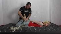Sarah hogtied and tickled