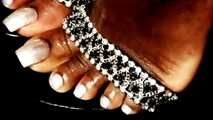 Beautiful long pearl toenails