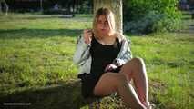 Nastya is smoking in the park