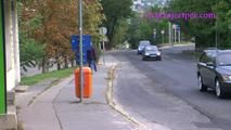050015 Roxy Takes A Very Daring Pee At The Bus Stop