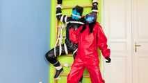 Breathplay in unbreathable, thick PVC overall.