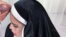 Busty latina Alexandra nun cosplay fucked by three studs