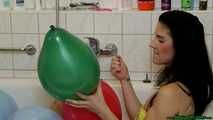 taking a bath with balloons [nails, scissors lighter]