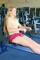 Katharina and Jenny during their workout in the fitness center wearing sexy shiny nylon shorts and tops (Pics)