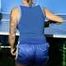 Watch Sandra enjoying the Summer in her shiny nylon Shorts