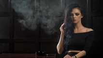 Gorgeous brunette Daria enjoying a cigarette in the hot smoking video