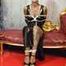 Miss Francine bound and gagged with layers of gags in a sexy PVC dress